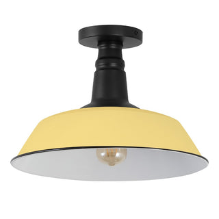 Camila 14"  Classic Industrial Indoor/Outdoor Iron LED Semi Flush Mount