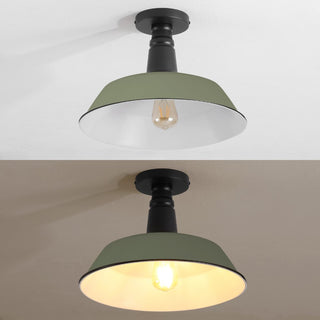 Camila 14"  Classic Industrial Indoor/Outdoor Iron LED Semi Flush Mount