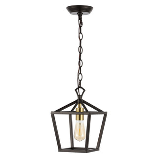 Oslin 8" Vintage Farmhouse Iron Chain Pagoda LED Pendant - JONATHAN Y
