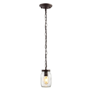 Gaines 5.5" Farmhouse Industrial Iron Mason Jar LED Pendant - JONATHAN Y