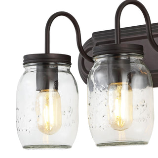 Gaines 19.3" Farmhouse Industrial Iron Mason Jar LED Vanity - JONATHAN Y