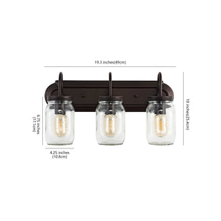 Gaines 19.3" Farmhouse Industrial Iron Mason Jar LED Vanity - JONATHAN Y