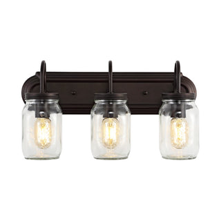 Gaines 19.3" Farmhouse Industrial Iron Mason Jar LED Vanity - JONATHAN Y