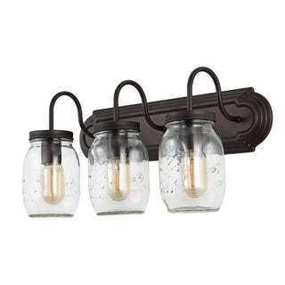 Gaines 19.3" Farmhouse Industrial Iron Mason Jar LED Vanity - JONATHAN Y