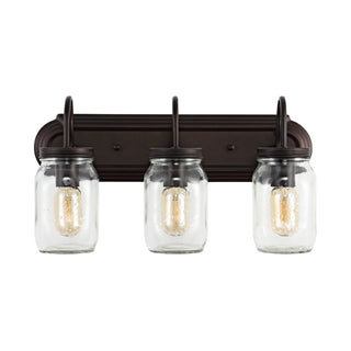 Gaines 19.3" Farmhouse Industrial Iron Mason Jar LED Vanity - JONATHAN Y