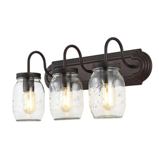 Gaines 19.3" Farmhouse Industrial Iron Mason Jar LED Vanity - JONATHAN Y