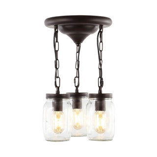Gaines 11" Farmhouse Industrial Iron Mason Jar LED Semi Flush Mount - JONATHAN Y