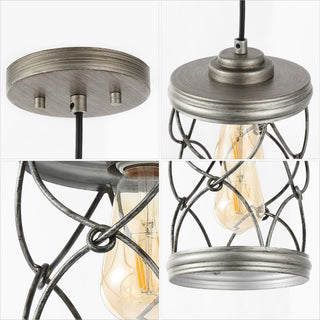 Marelle 6.5" Farmhouse Industrial Iron Filigree Caged Jar LED Pendant