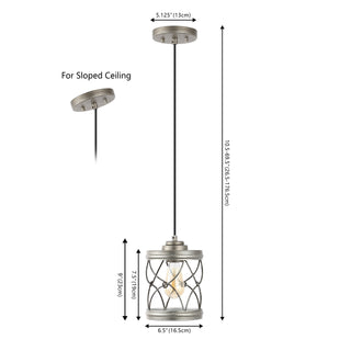 Marelle 6.5" Farmhouse Industrial Iron Filigree Caged Jar LED Pendant - JONATHAN Y