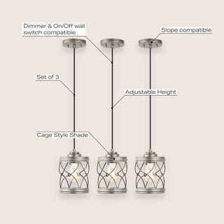 Marelle 6.5" Farmhouse Industrial Iron Filigree Caged Jar LED Pendant