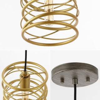 Helisa 7.25" Modern Contemporary Iron Spiral LED Pendant - JONATHAN Y