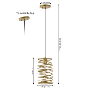Helisa 7.25" Modern Contemporary Iron Spiral LED Pendant - JONATHAN Y
