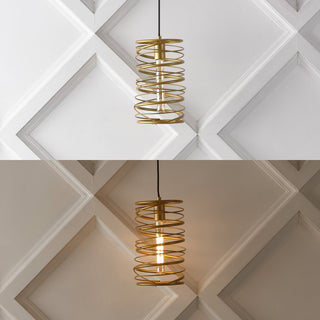 Helisa 7.25" Modern Contemporary Iron Spiral LED Pendant - JONATHAN Y
