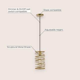 Helisa 7.25" Modern Contemporary Iron Spiral LED Pendant - JONATHAN Y