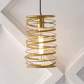 Helisa 7.25" Modern Contemporary Iron Spiral LED Pendant - JONATHAN Y