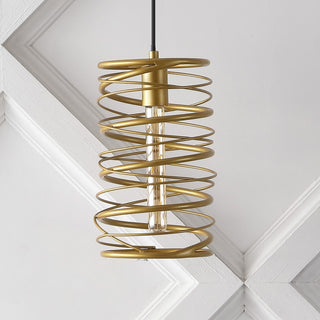 Helisa 7.25" Modern Contemporary Iron Spiral LED Pendant - JONATHAN Y