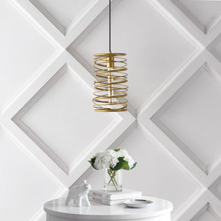 Helisa 7.25" Modern Contemporary Iron Spiral LED Pendant - JONATHAN Y
