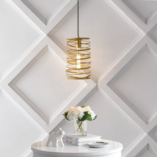 Helisa 7.25" Modern Contemporary Iron Spiral LED Pendant - JONATHAN Y