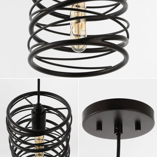 Helisa 7.25" Modern Contemporary Iron Spiral LED Pendant - JONATHAN Y