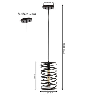 Helisa 7.25" Modern Contemporary Iron Spiral LED Pendant - JONATHAN Y
