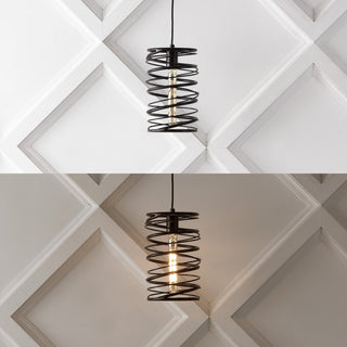 Helisa 7.25" Modern Contemporary Iron Spiral LED Pendant - JONATHAN Y