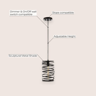 Helisa 7.25" Modern Contemporary Iron Spiral LED Pendant - JONATHAN Y