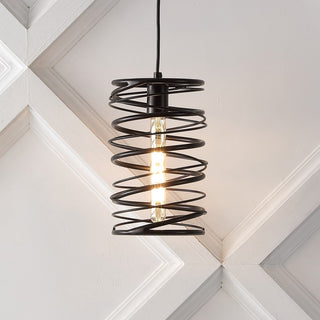 Helisa 7.25" Modern Contemporary Iron Spiral LED Pendant - JONATHAN Y