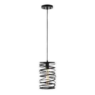 Helisa 7.25" Modern Contemporary Iron Spiral LED Pendant - JONATHAN Y