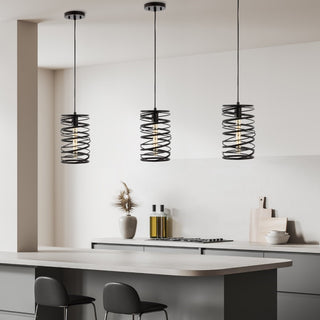 Helisa 7.25" Modern Contemporary Iron Spiral LED Pendant - JONATHAN Y