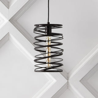 Helisa 7.25" Modern Contemporary Iron Spiral LED Pendant - JONATHAN Y