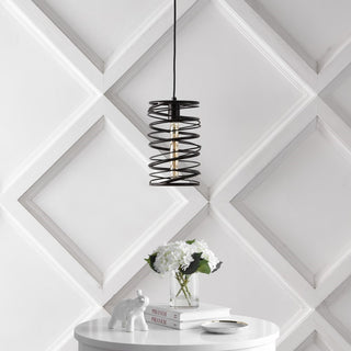 Helisa 7.25" Modern Contemporary Iron Spiral LED Pendant - JONATHAN Y