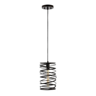 Helisa 7.25" Modern Contemporary Iron Spiral LED Pendant - JONATHAN Y