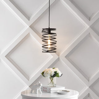 Helisa 7.25" Modern Contemporary Iron Spiral LED Pendant - JONATHAN Y