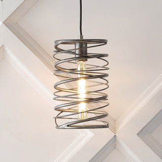 Helisa 7.25" Modern Contemporary Iron Spiral LED Pendant - JONATHAN Y
