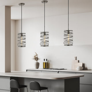 Helisa 7.25" Modern Contemporary Iron Spiral LED Pendant - JONATHAN Y