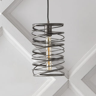 Helisa 7.25" Modern Contemporary Iron Spiral LED Pendant - JONATHAN Y