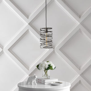 Helisa 7.25" Modern Contemporary Iron Spiral LED Pendant - JONATHAN Y