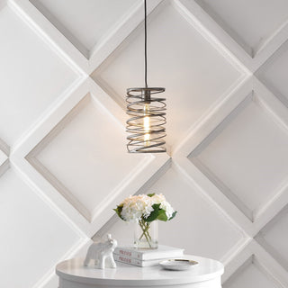 Helisa 7.25" Modern Contemporary Iron Spiral LED Pendant - JONATHAN Y