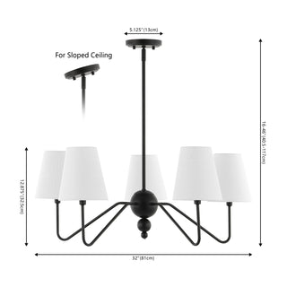Skylar 32" 5-Light Classic Minimalist Iron Inverted Gourd LED Chandelier - JONATHAN Y
