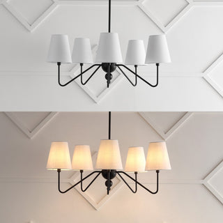 Skylar 32" 5-Light Classic Minimalist Iron Inverted Gourd LED Chandelier - JONATHAN Y