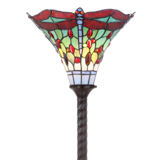 Dragonfly Tiffany Style 71" Torchiere LED Floor Lamp - JONATHAN Y