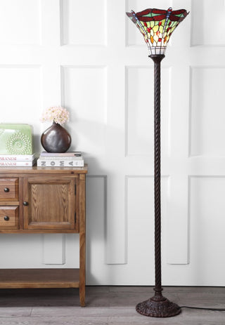 Dragonfly Tiffany Style 71" Torchiere LED Floor Lamp - JONATHAN Y
