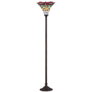 Dragonfly Tiffany Style 71" Torchiere LED Floor Lamp - JONATHAN Y