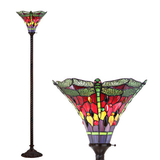 Dragonfly Tiffany Style 71" Torchiere LED Floor Lamp - JONATHAN Y