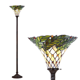 Botanical Tiffany Style 71" Torchiere LED Floor Lamp - JONATHAN Y
