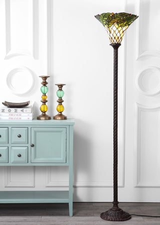 Botanical Tiffany Style 71" Torchiere LED Floor Lamp - JONATHAN Y