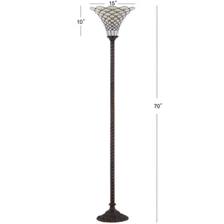 White Tiffany Style 70" Torchiere LED Floor Lamp - JONATHAN Y