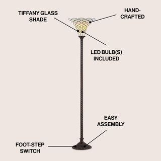White Tiffany Style 70" Torchiere LED Floor Lamp - JONATHAN Y
