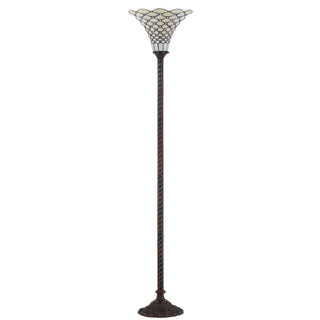 White Tiffany Style 70" Torchiere LED Floor Lamp - JONATHAN Y