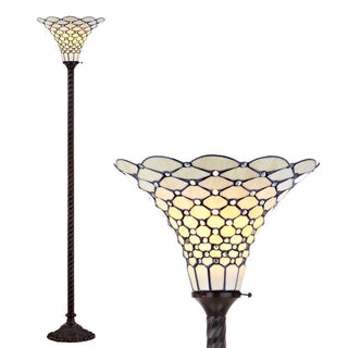 White Tiffany Style 70" Torchiere LED Floor Lamp - JONATHAN Y